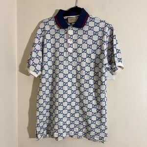 Gucci Navy and White Logo Polo
